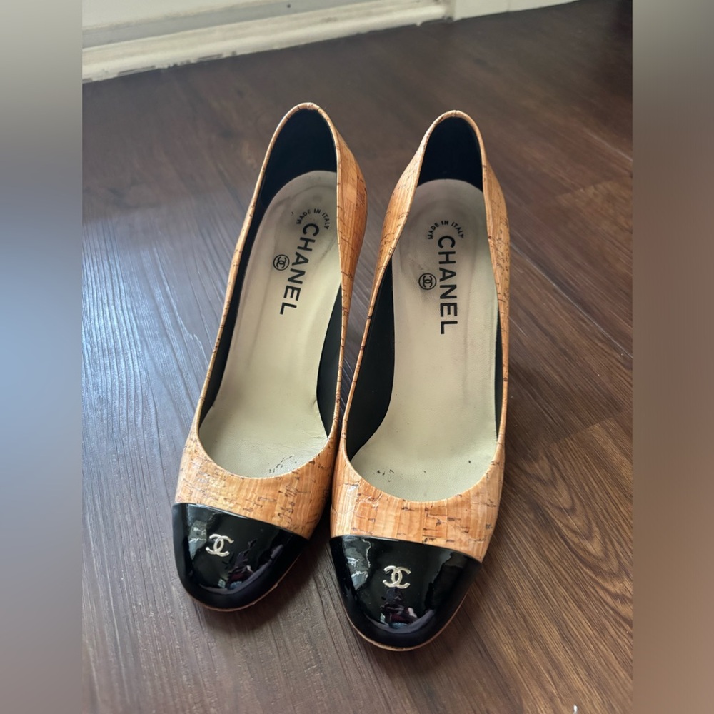 Chanel Patent and Cork Heels